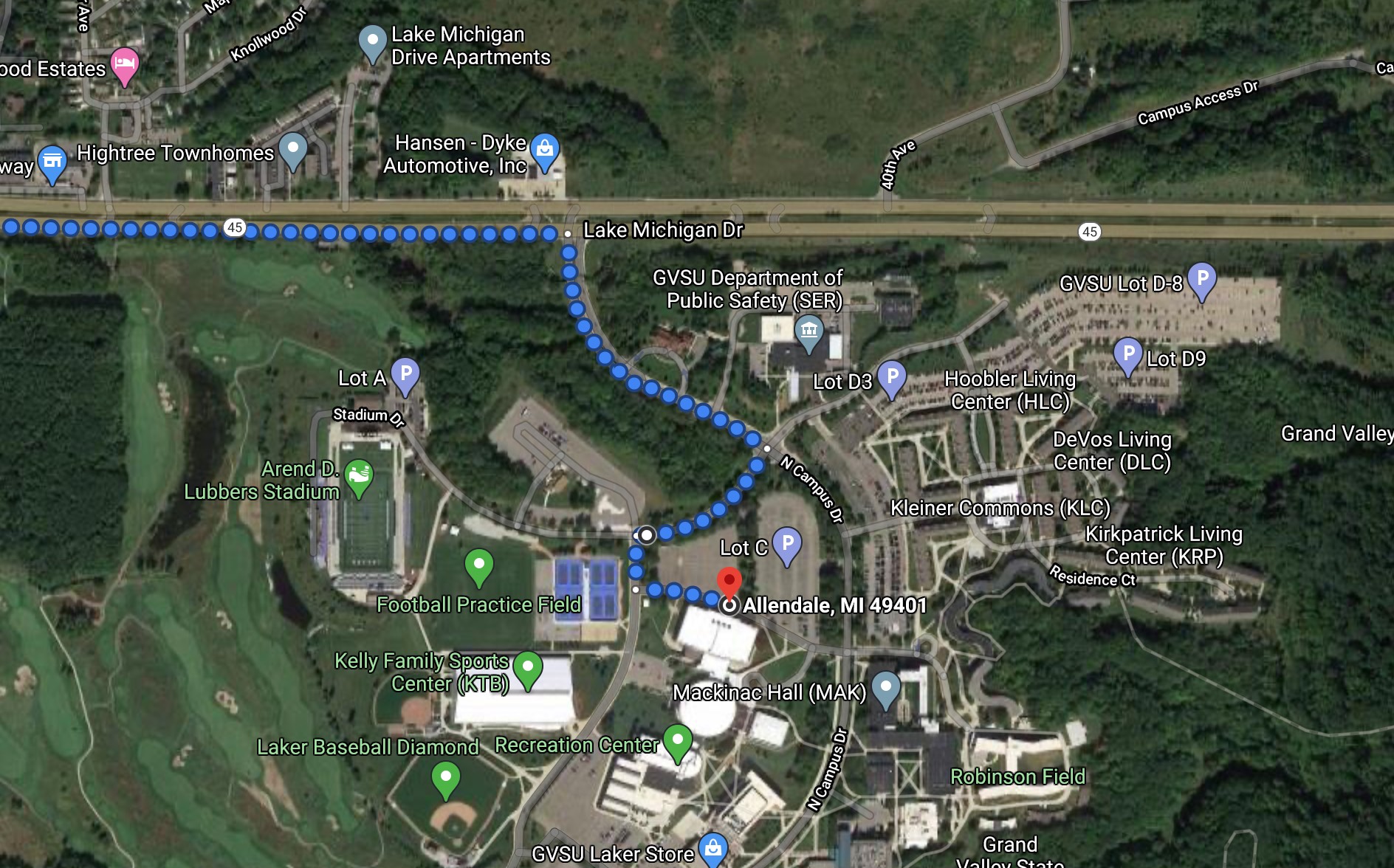 Emergency access route to the GVSU Fieldhouse Arena